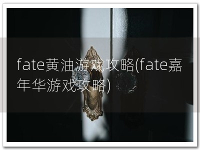 fate黄油游戏攻略(fate嘉年华游戏攻略)